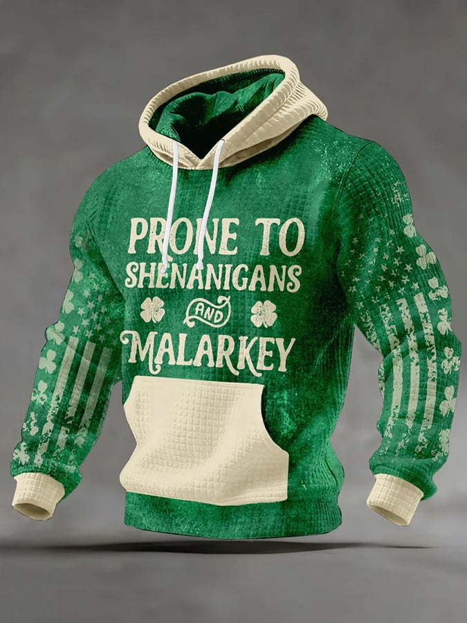 Sudadera St. Patrick's Day Shamrock Art Waffle con gorrasucha para hombre