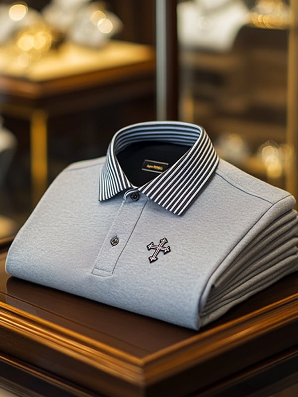 Camisa polo ejecutivo casual Cross estampado Button para hombre