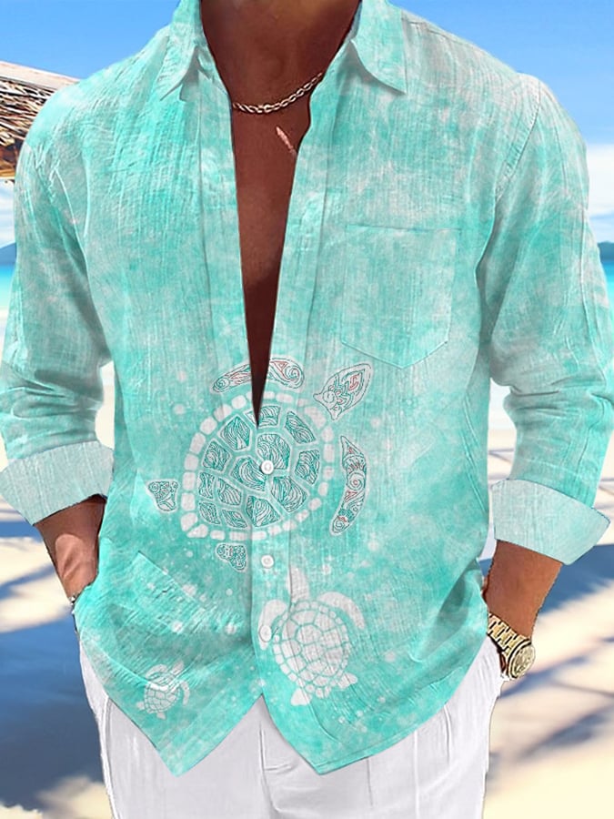 Camisa casual Hawaiian estampado Lapel para hombre