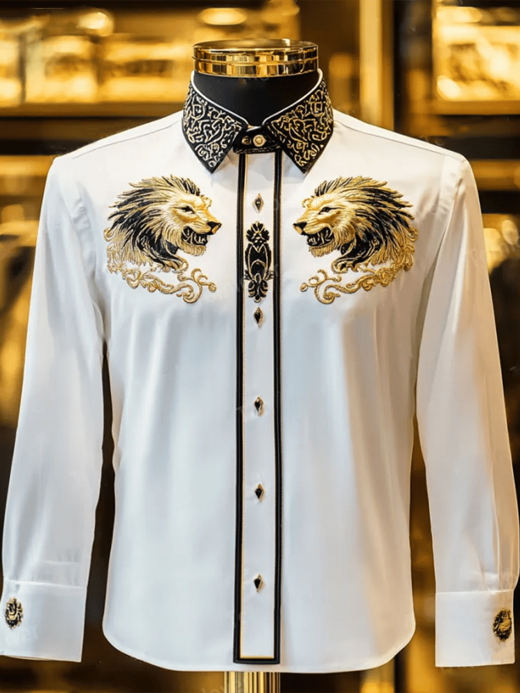 Camisa satén Luxe de manga larga con botones para hombre