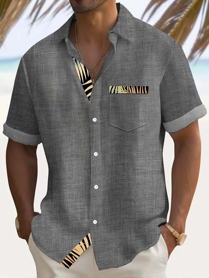 Abstract Textured estampado Pockecamiseta para hombre