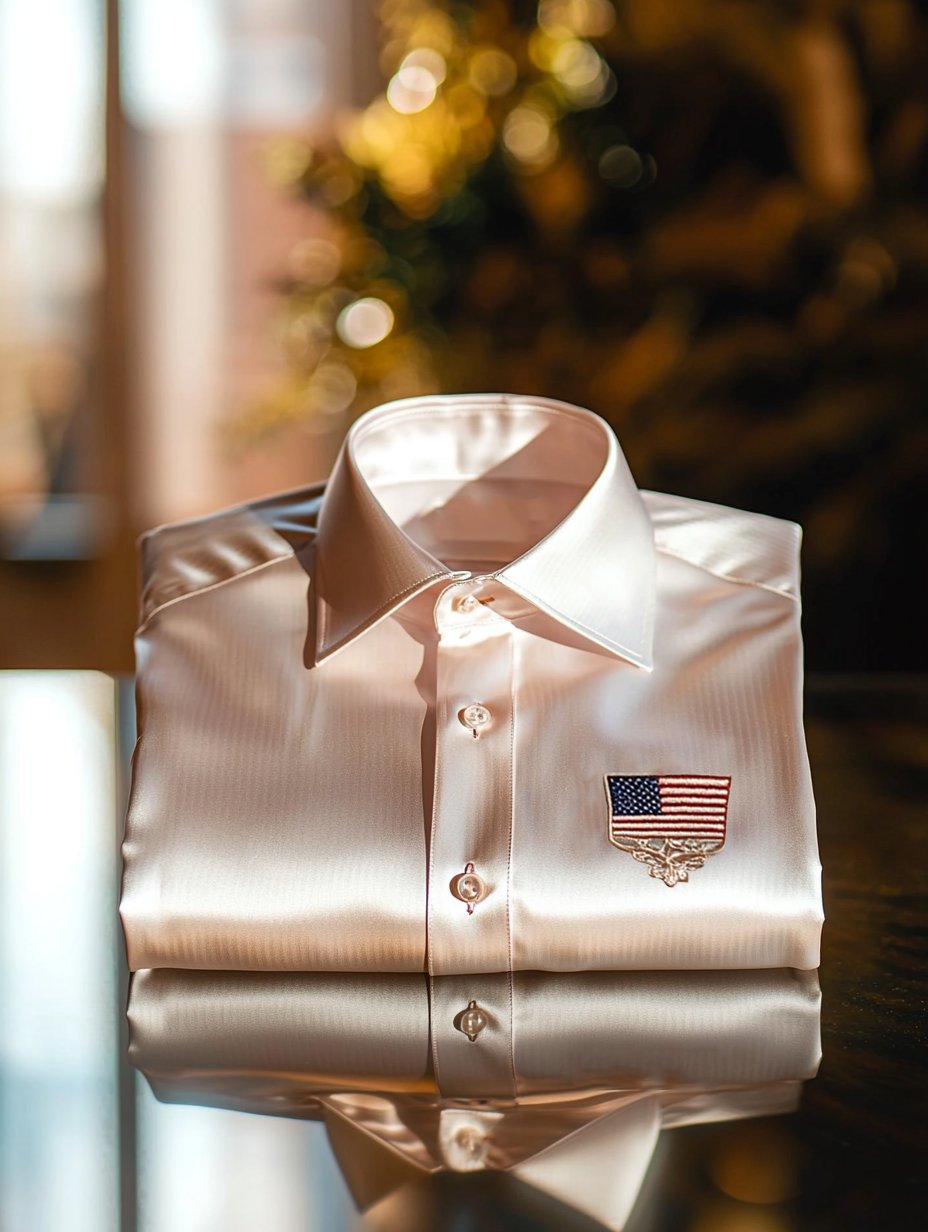 Camisa satén Independence Day ejecutivo rayas casual de manga corta Button para hombre