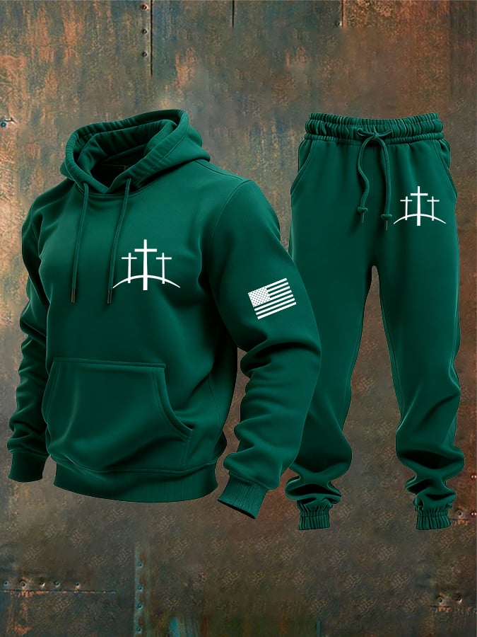 Sudadera vintage Faith Cross Set para hombre