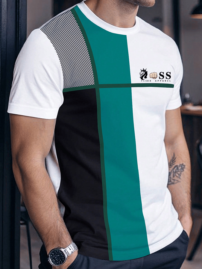 Camiseta retro Letter estampado cuello redondo para hombre