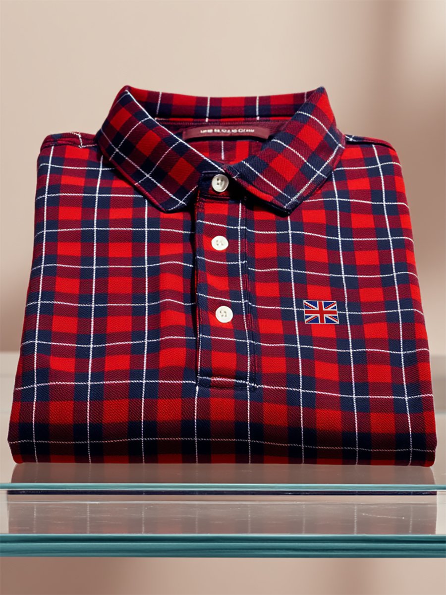 Camisa polo ejecutivo casual Union Jack Button de manga corta para hombre