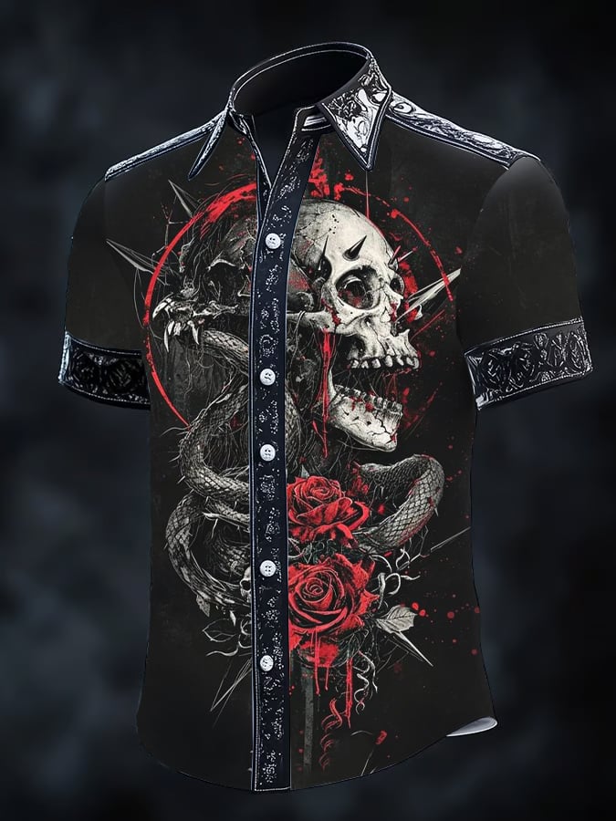 Camisa Gothic Dark de manga corta para hombre