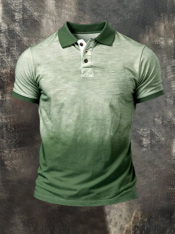 Camisa polo retro degradado en bloques de color para hombre