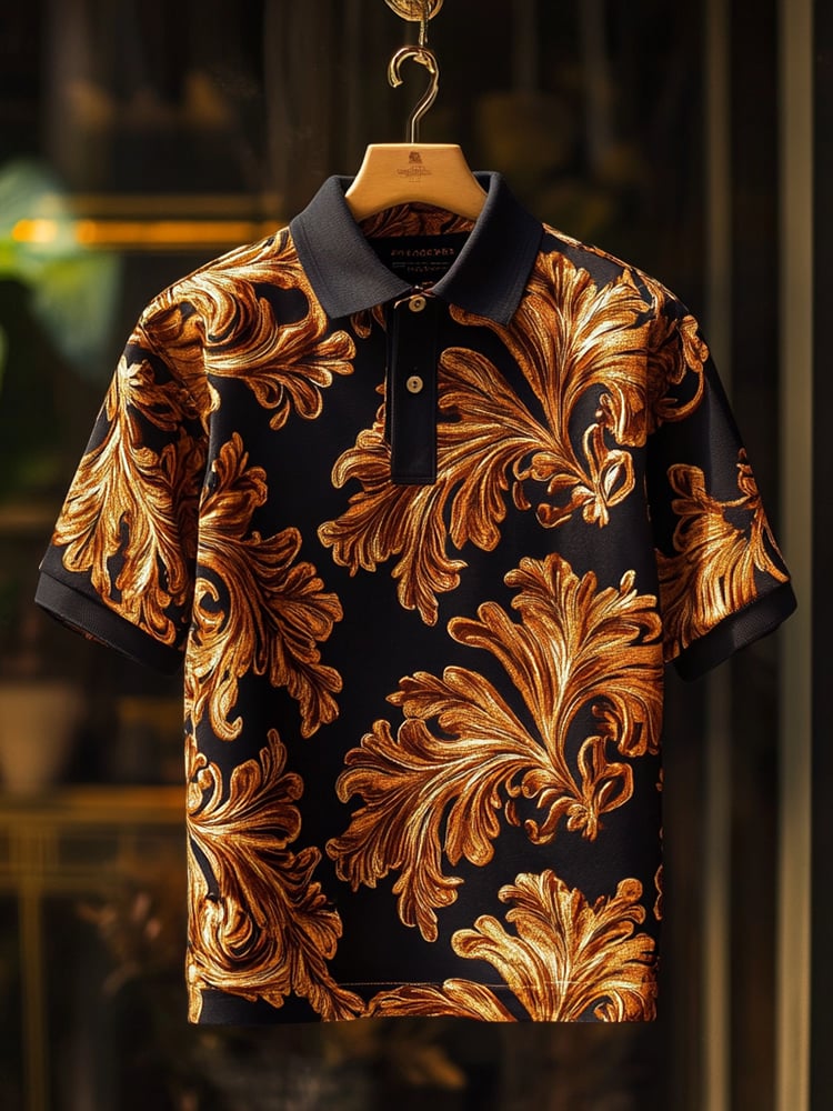 Camisa polo clásico ejecutivo Check Logo Button de manga corta para hombre