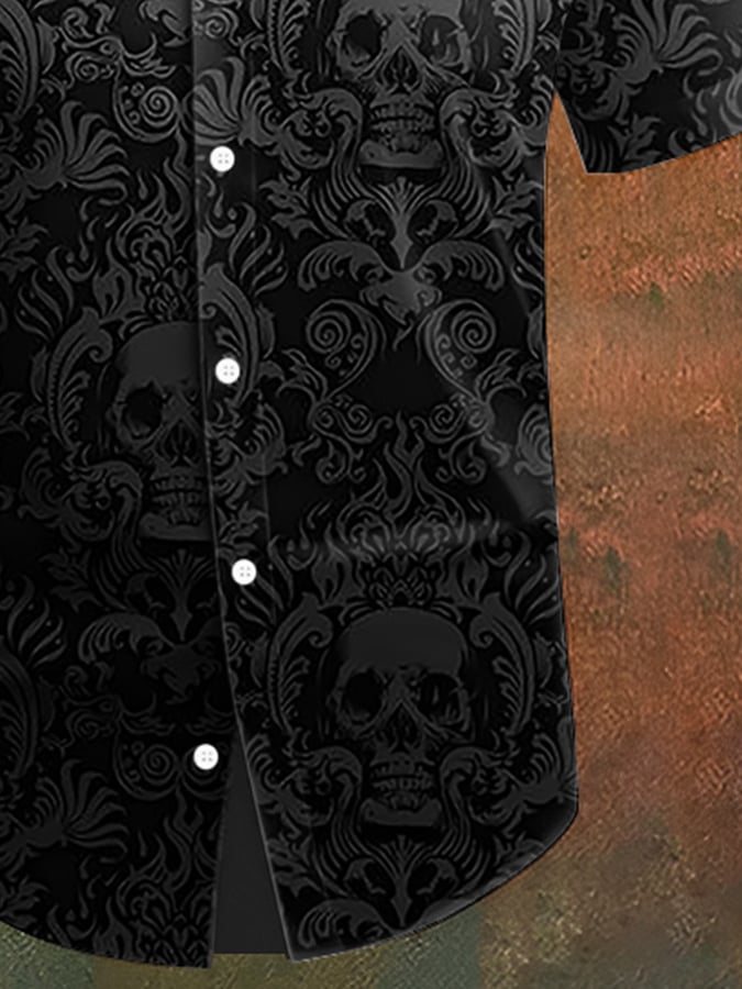 Camisa Skull estampado casual para hombre