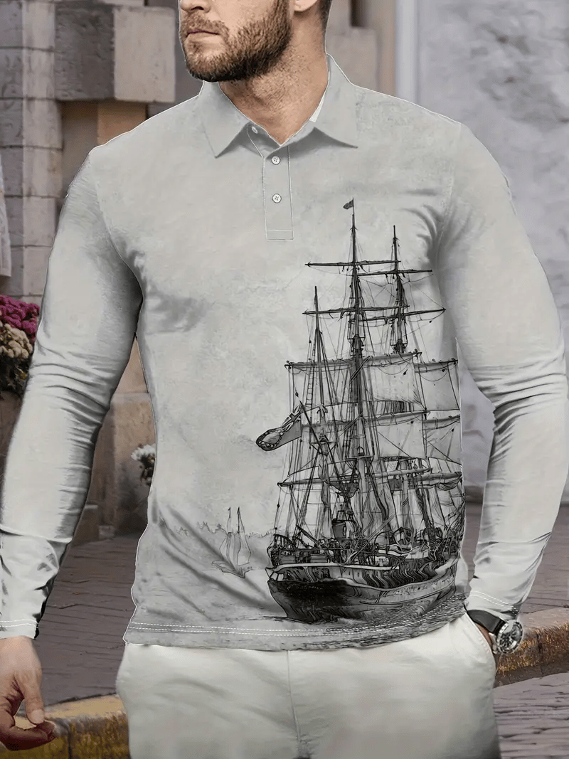 Camisa polo ejecutivo clásico rayas estampado Button para hombre