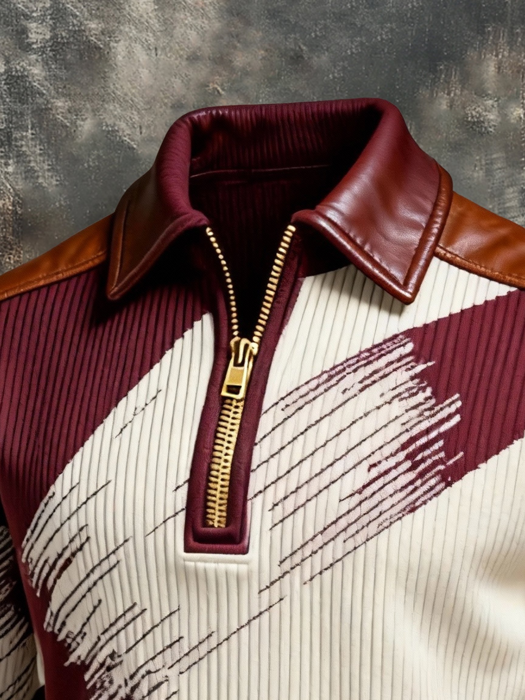 Sudadera retro en bloques de color estampado cierre para hombre