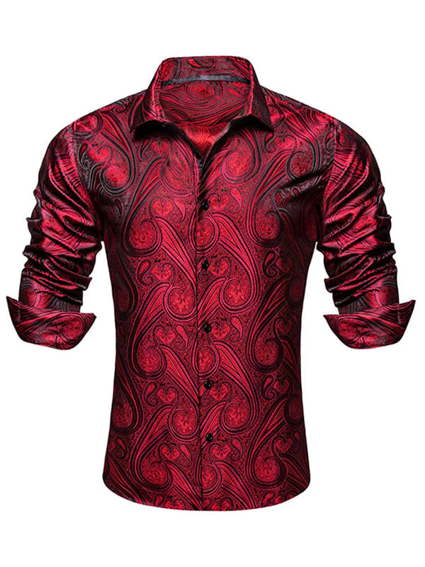 Camisa satén Luxe de manga larga con botones para hombre