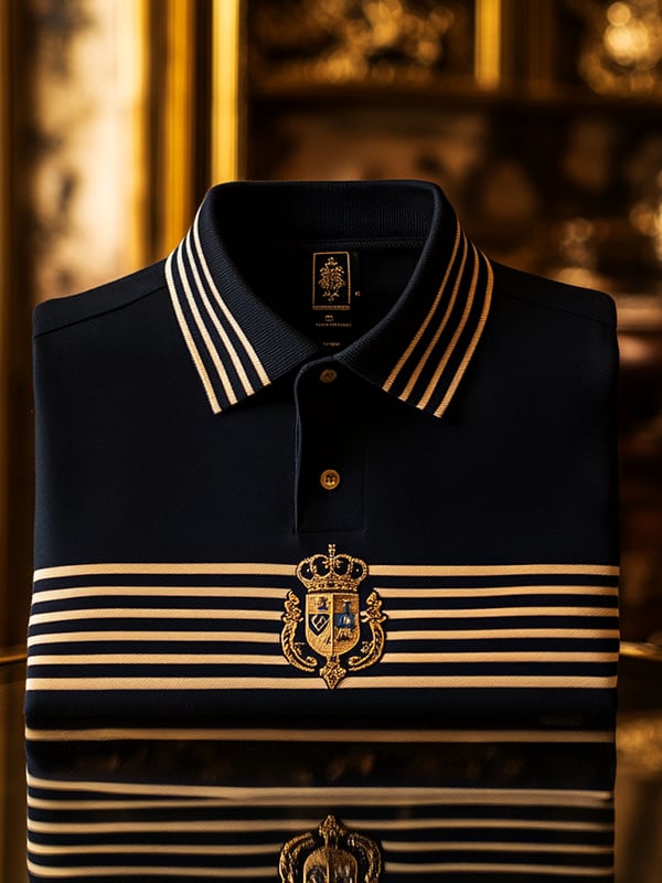 Camisa polo retro ejecutivo rayas estampado de manga larga para hombre
