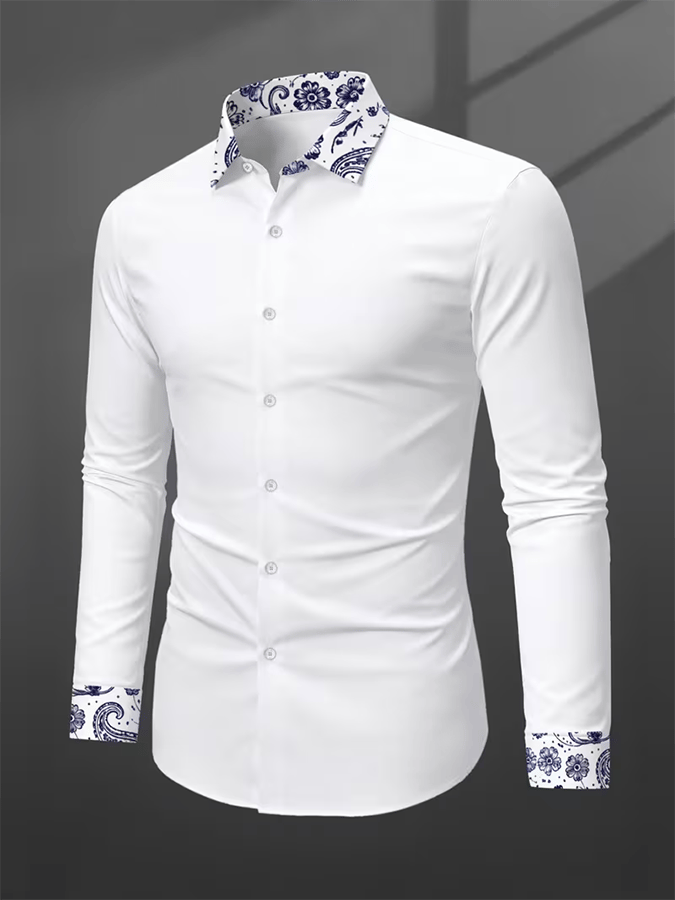 Camisa retro Abstract Art estampado Comfortable ejecutivo Style para hombre