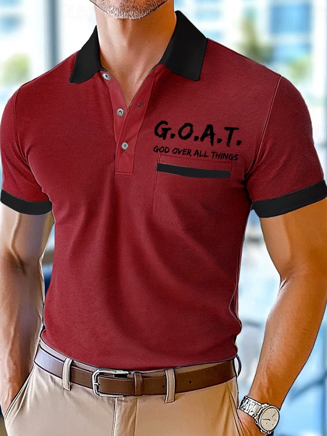 Camisa polo retro Faith Design estampado Comfortable And transpirable casual With bolsillo para hombre