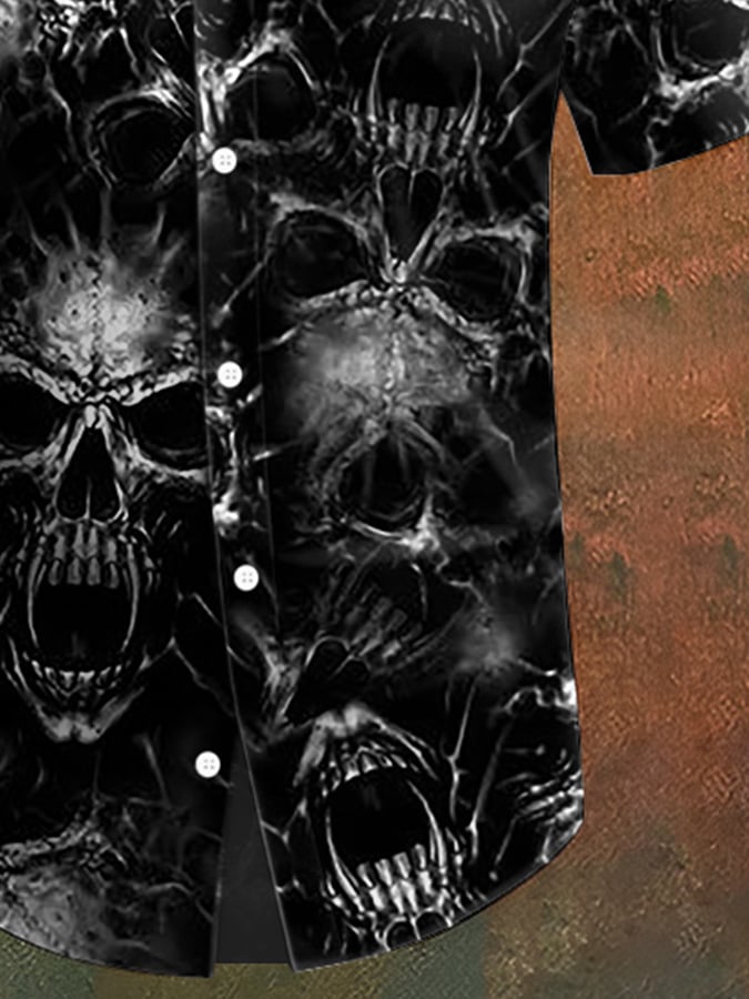 Camisa Skull estampado casual para hombre