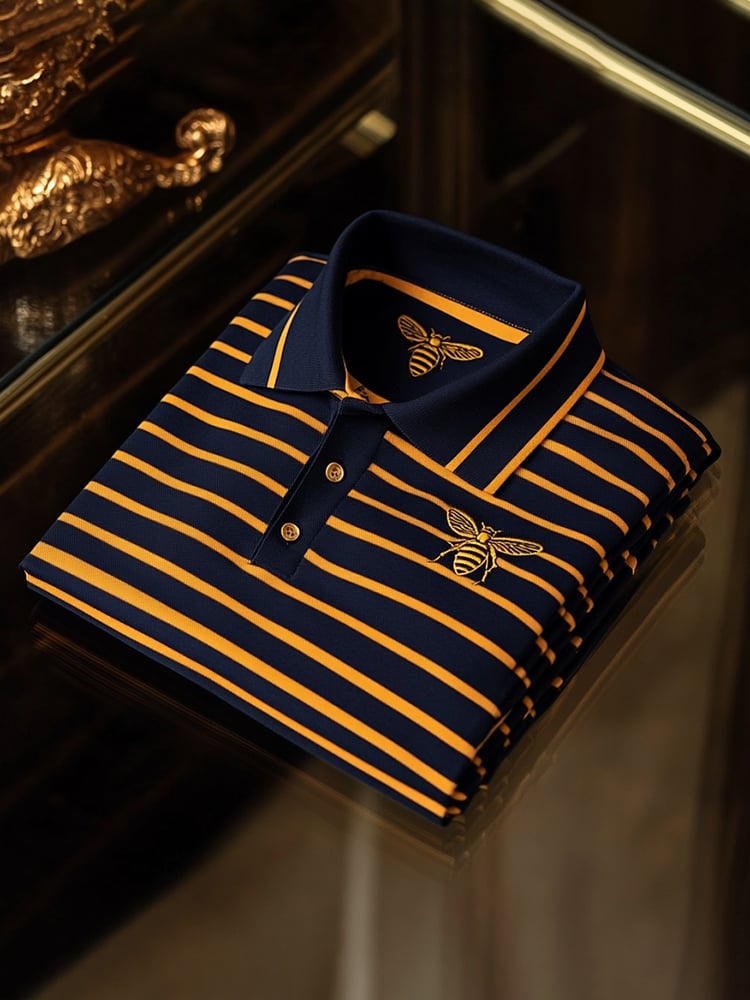 Camisa polo retro ejecutivo logo estampado de manga larga para hombre