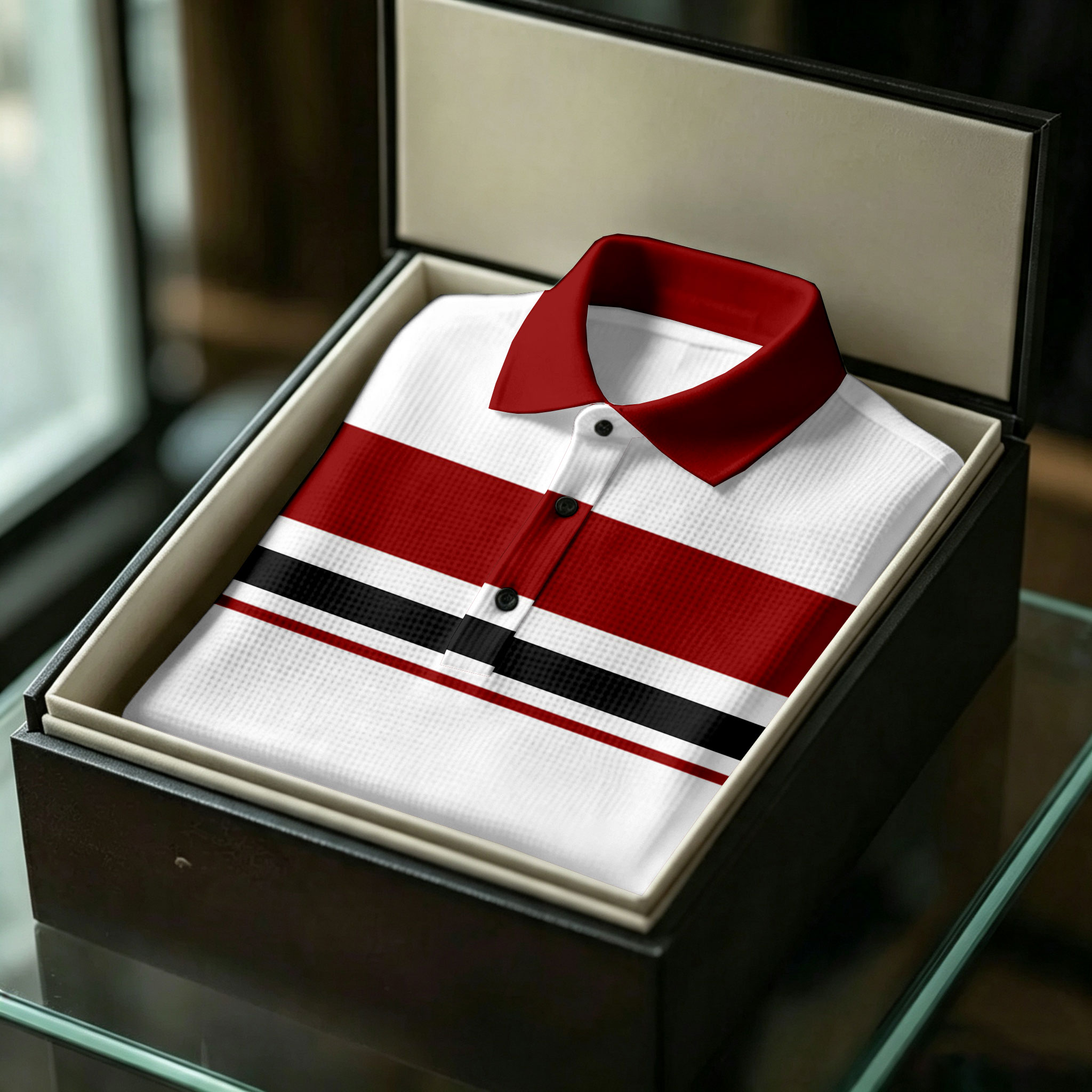 para hombre a rayas estampado de manga corta camisa polo