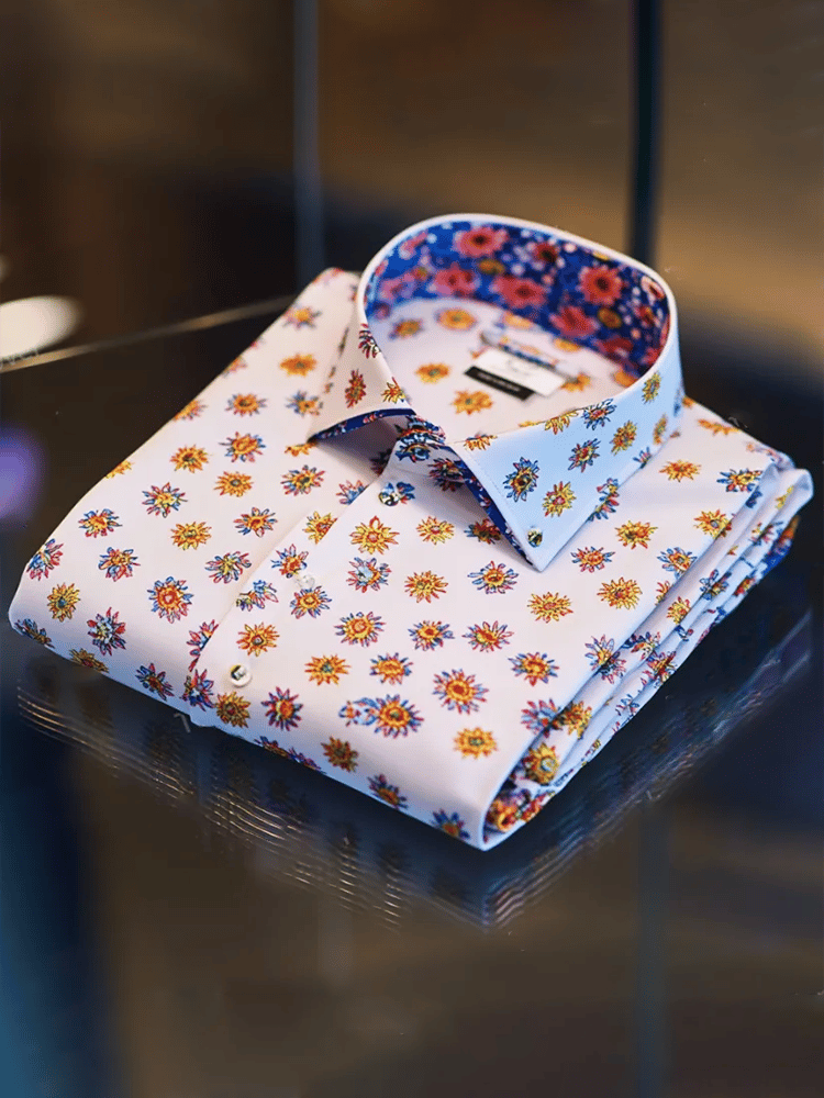 Camisa ejecutivo de lujo floral estampado de manga corta para hombre