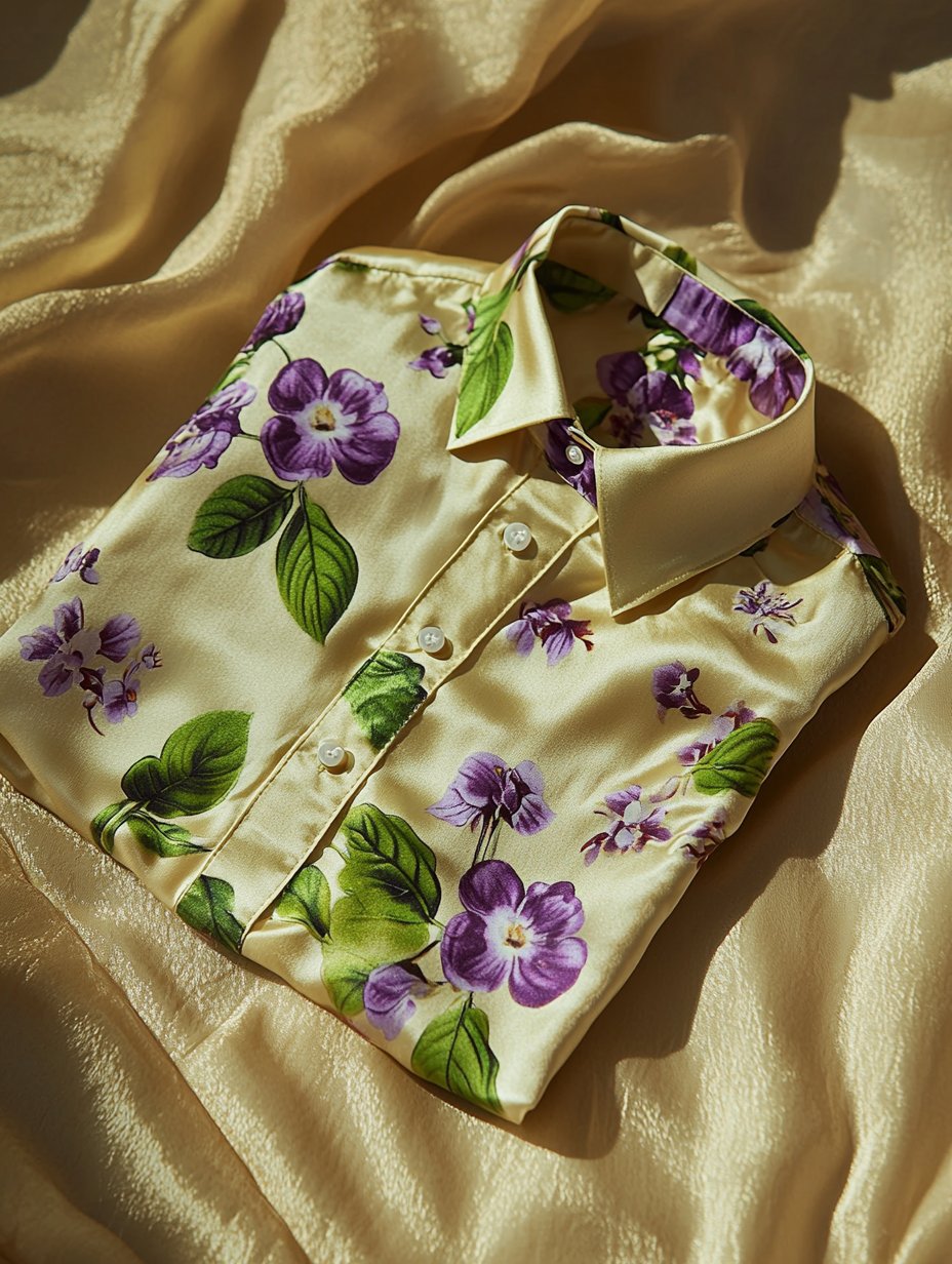Camisa ejecutivo casual floral solapa de manga corta para hombre