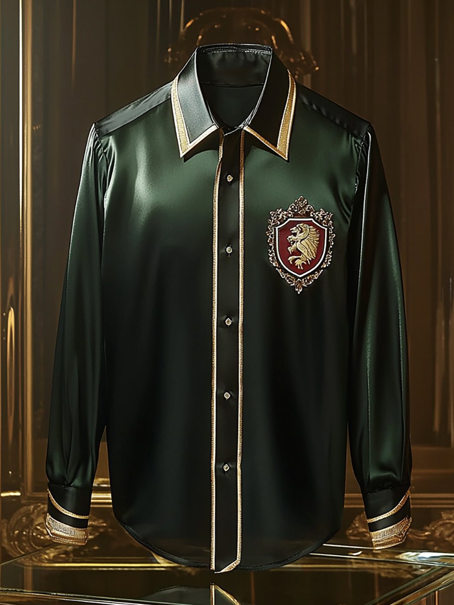 Camisa satén de lujo ejecutivo de manga larga para hombre