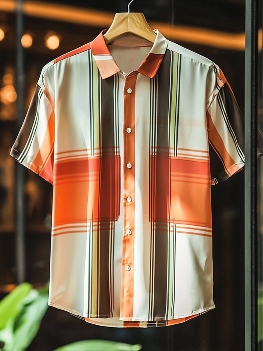 Camisa satén Luxe de manga corta con botones para hombre