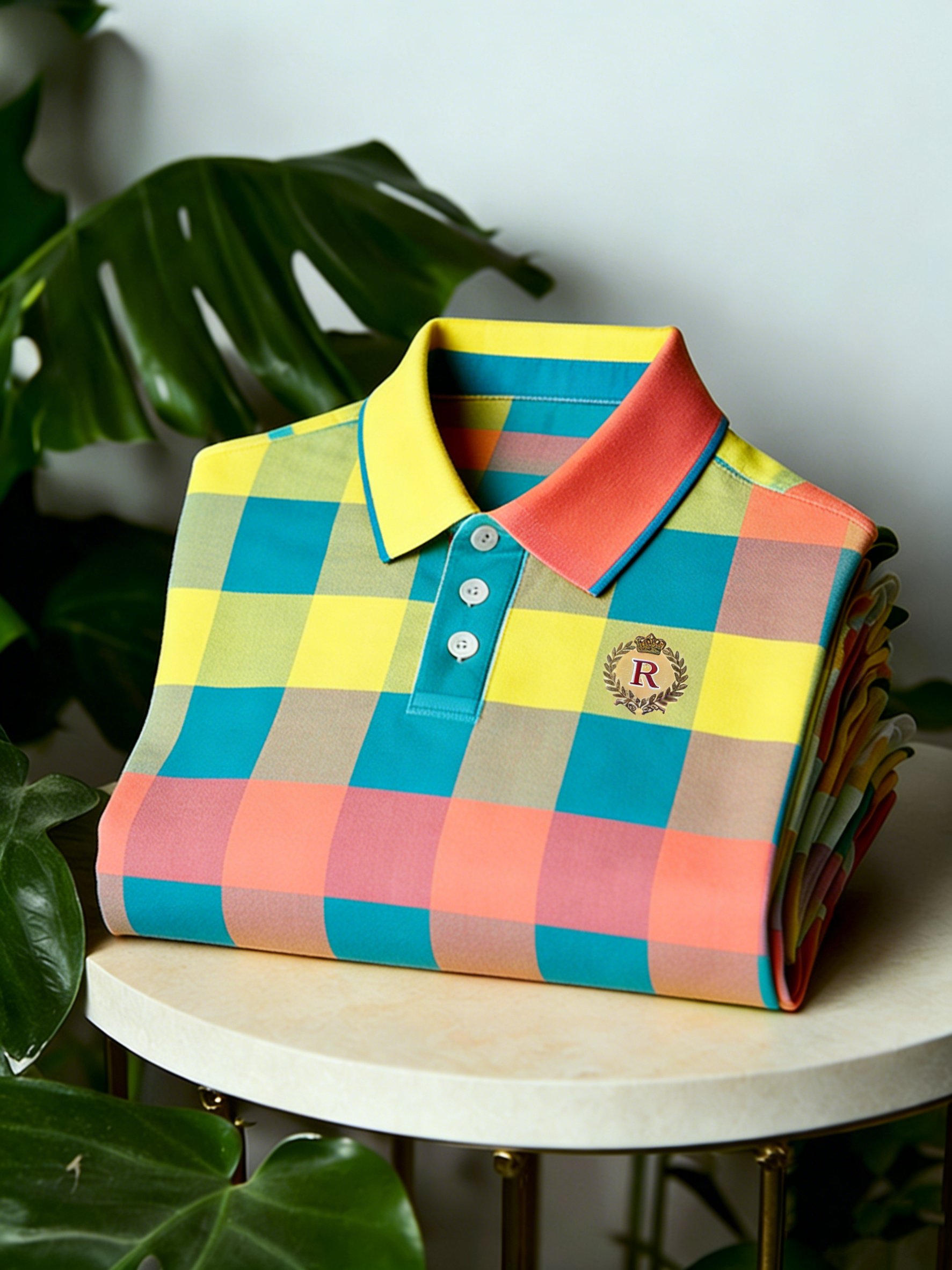 Camisa polo ejecutivo casual Button de manga corta clásico a cuadros para hombre