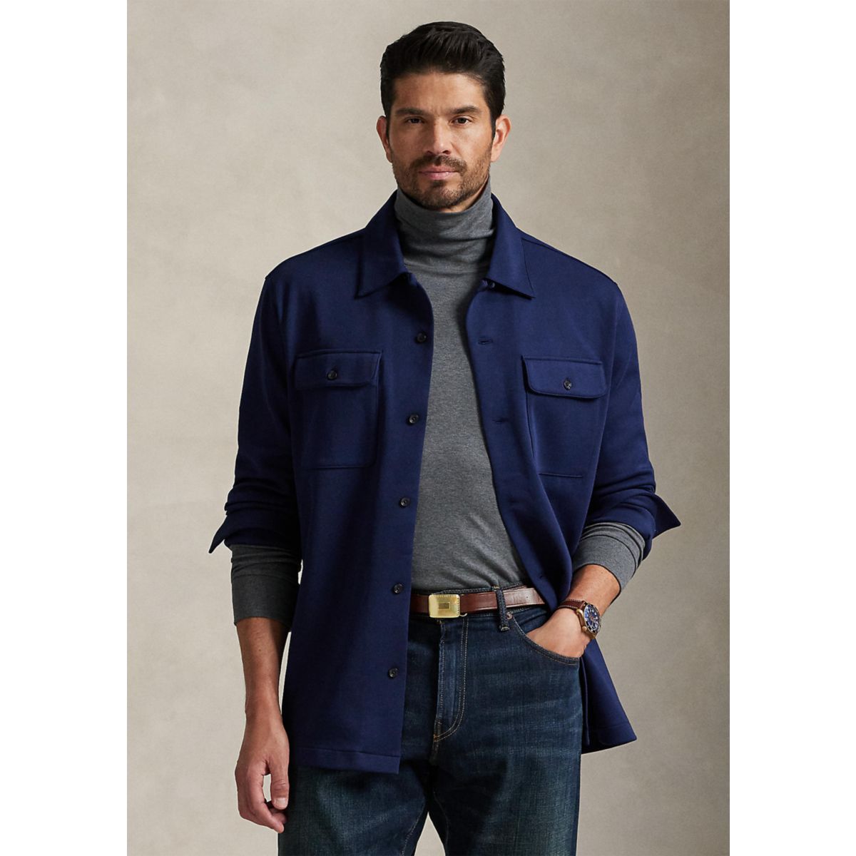 Big & Tall Double-Knit Camp Shirt - 1