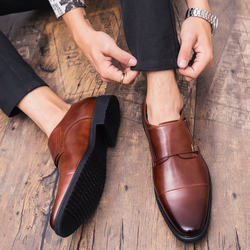 Zapatos ejecutivo casual British Double Buckle cuero