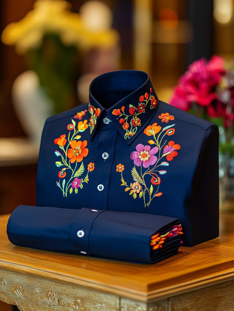 Camisa ejecutivo casual floral solapa de manga corta para hombre