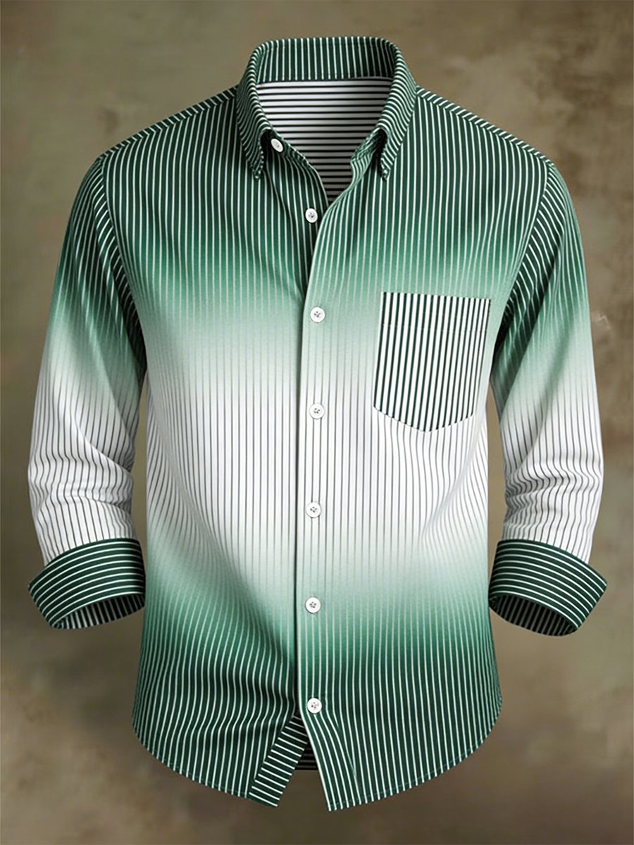 Camisa retro ejecutivo Bag House Geometric de manga larga para hombre