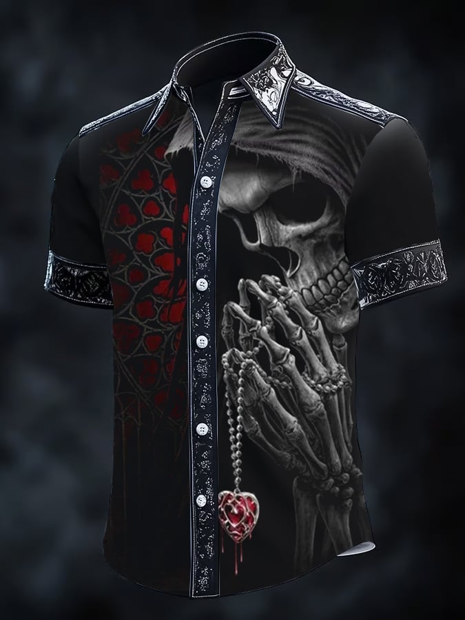 Camisa Gothic Dark de manga corta para hombre