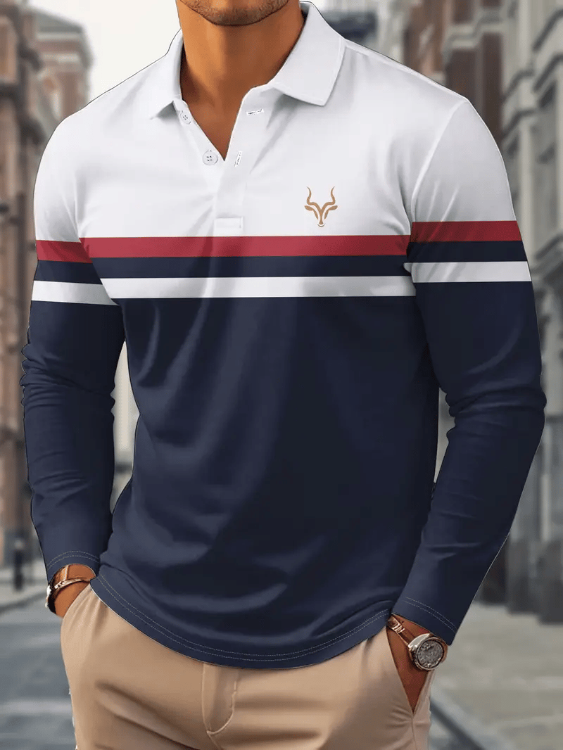 Camisa polo ejecutivo Light de lujo a rayas estampado solapa para hombre