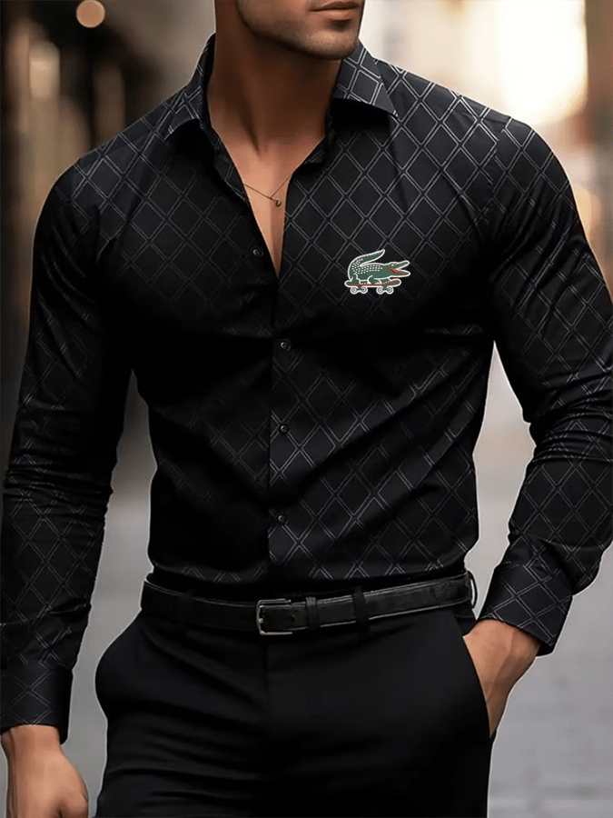 Camisa retro ejecutivo Design estampado casual para hombre
