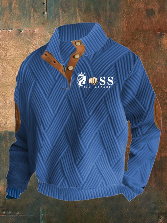 Sudadera retro Letter Design jacquard a cuadros Fabric casual para hombre