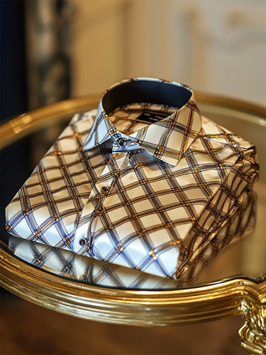 Camisa satén Luxe de manga larga con botones para hombre