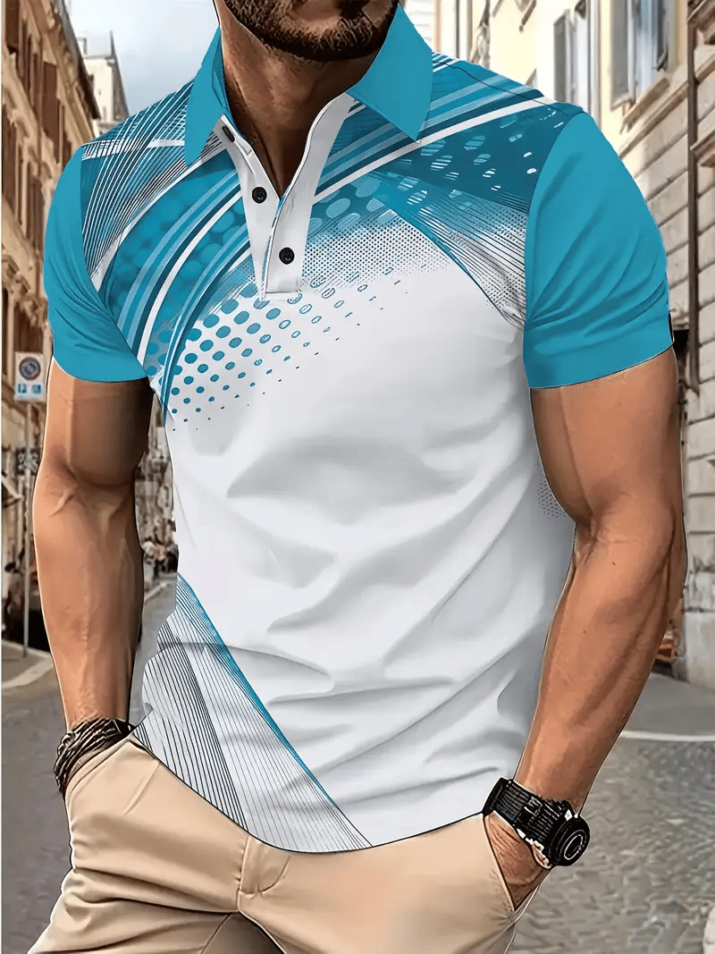 Camisa polo clásico ejecutivo Logo Button de manga corta para hombre