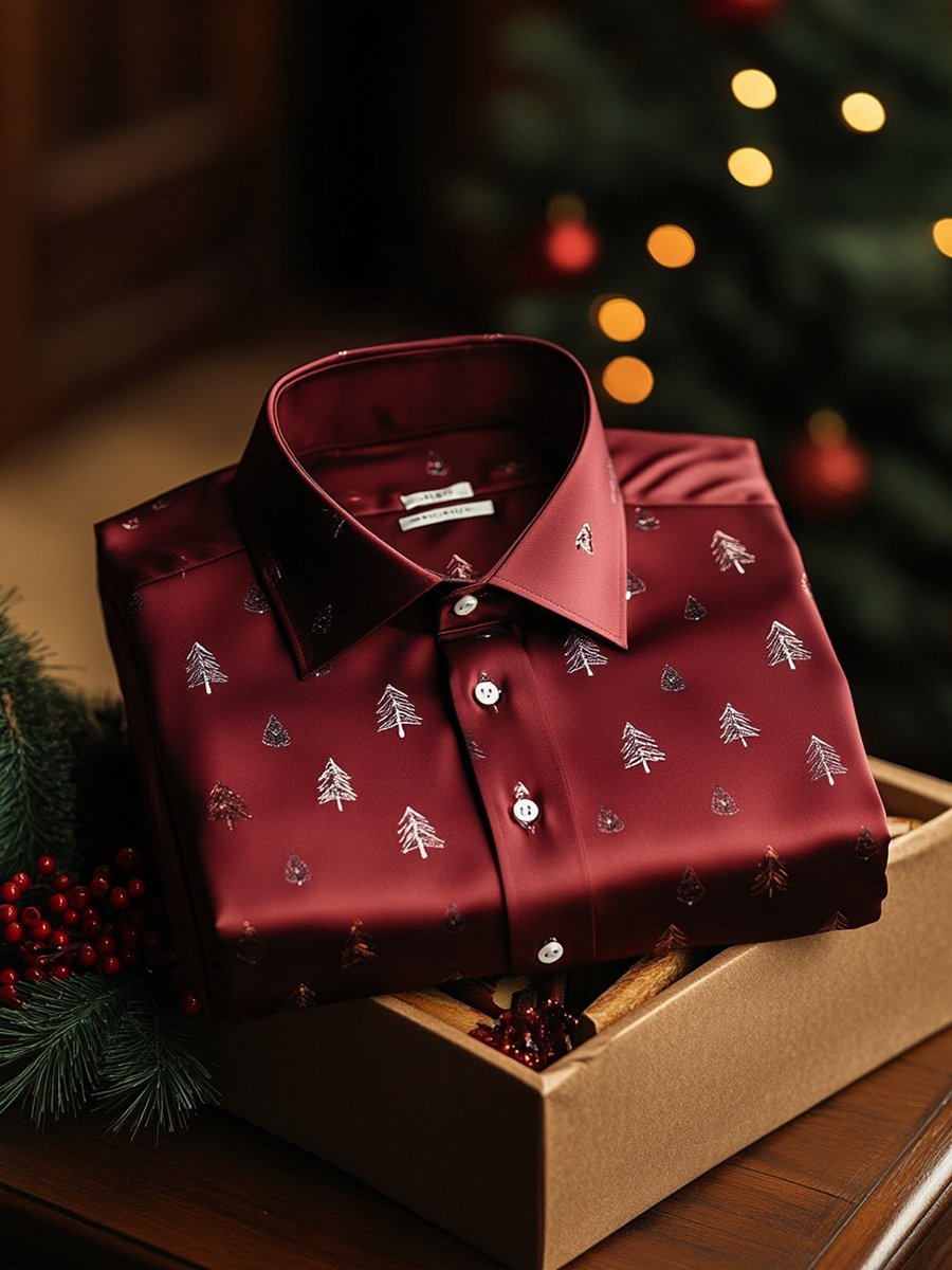 Camisa ejecutivo Christmas de manga larga para hombre