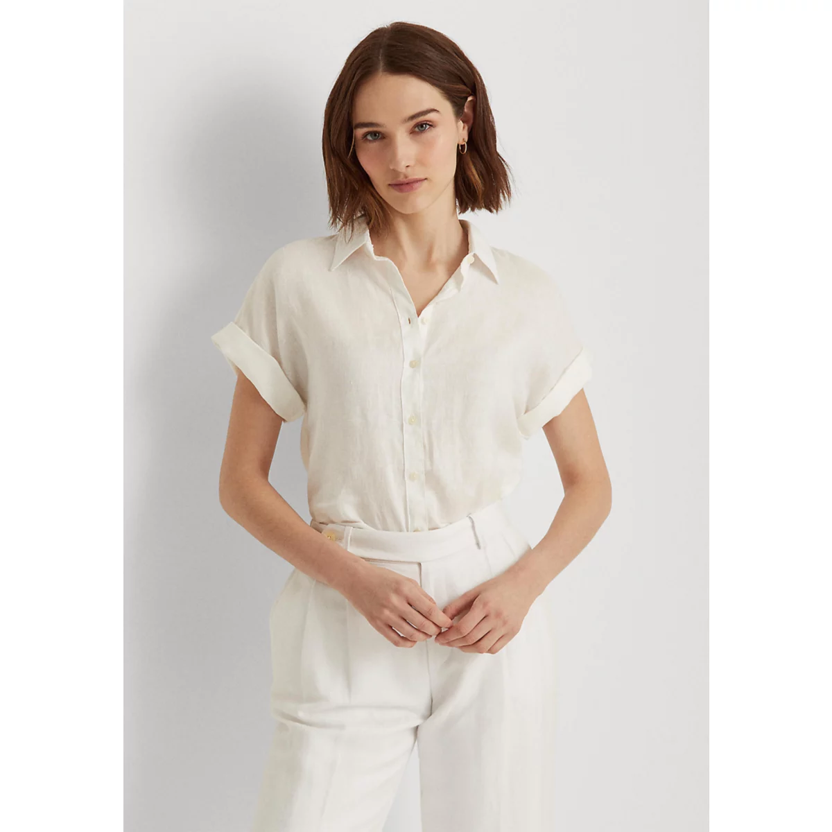 Women's Relaxed Fit Linen Short Sleeve Shirt - 7