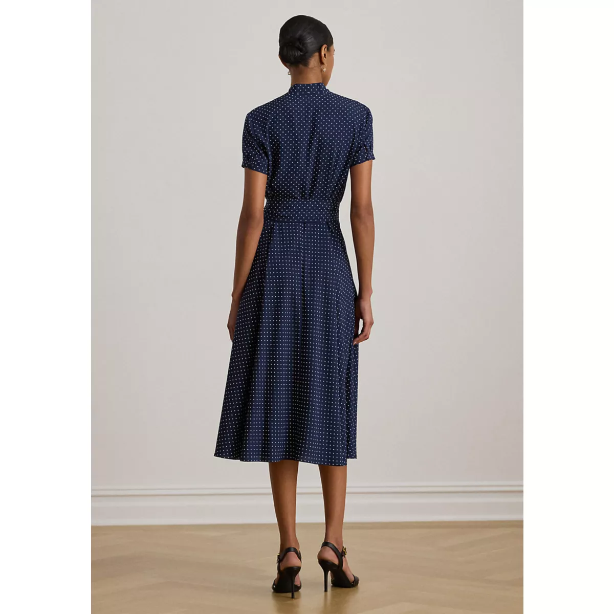 Polka-Dot Belted Crepe Dress - 2