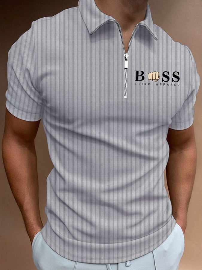 Camisa polo a rayas Lettering casual para hombre