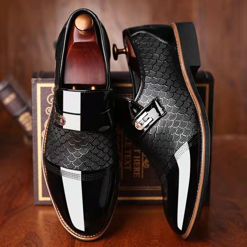 Mocasines ejecutivo formal casual Embossed Patchpara trabajo Faux cuero Patant zapatos para hombre