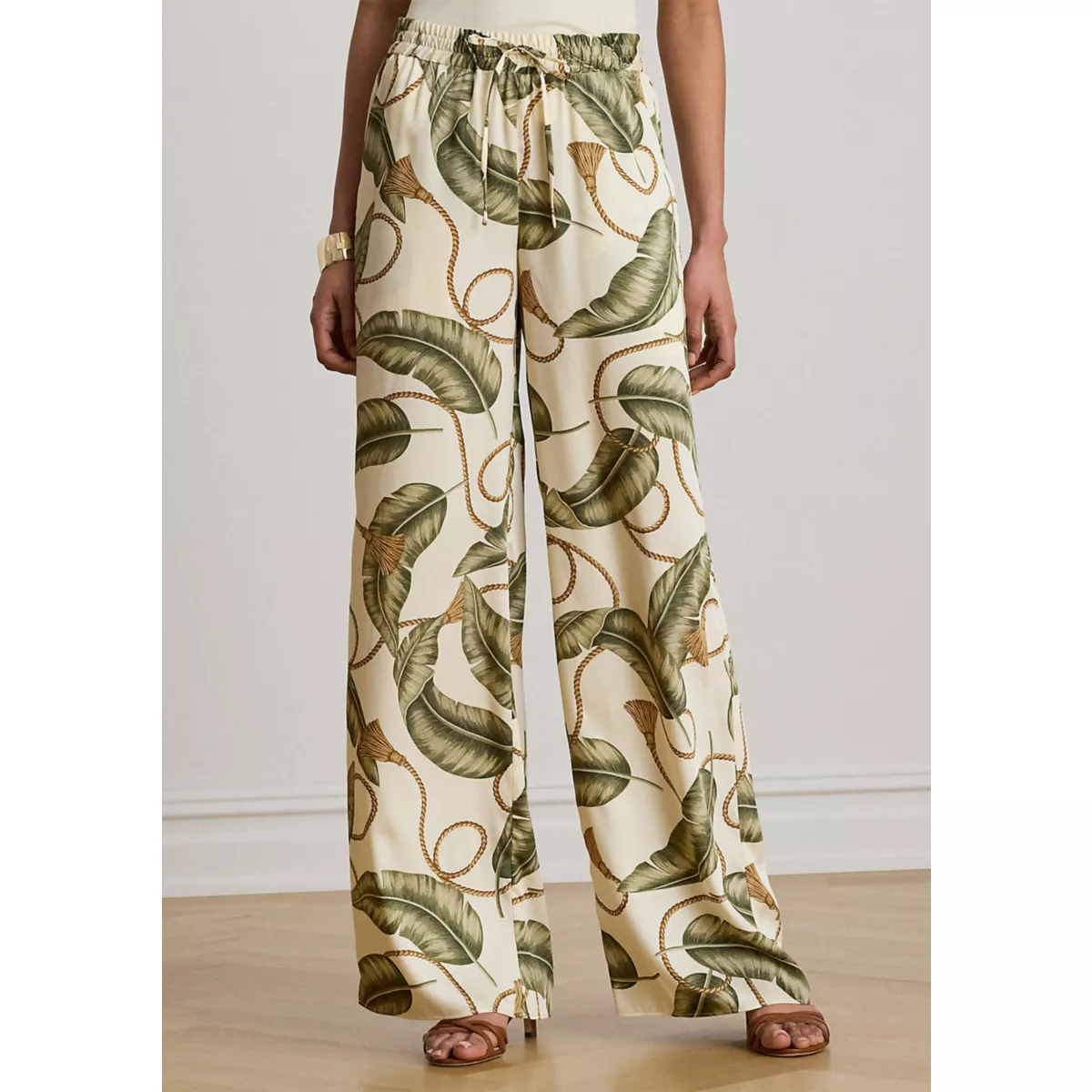 Rope-Print Twill Wide-Leg Pants - 1