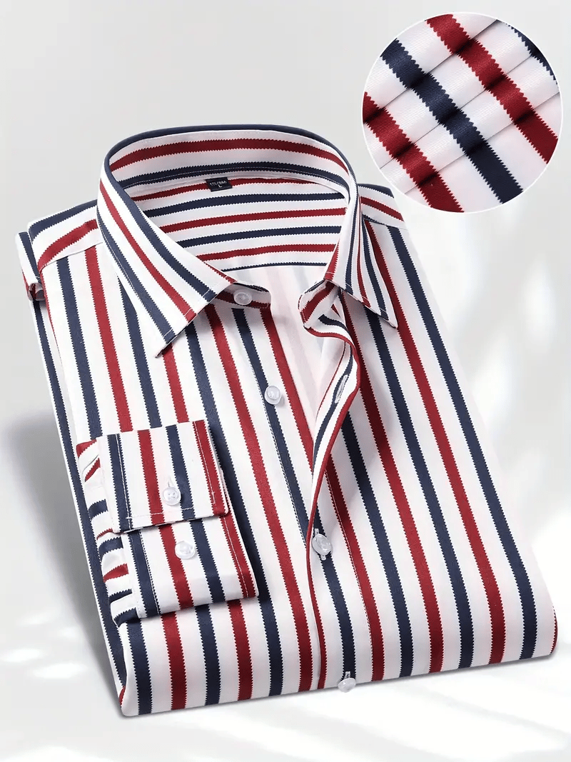 Camisa rayas estampado ejecutivo de manga larga para hombre