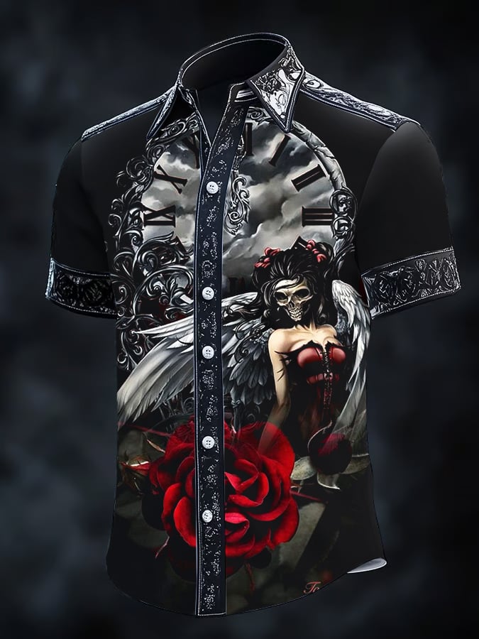 Camisa Gothic Dark de manga corta para hombre