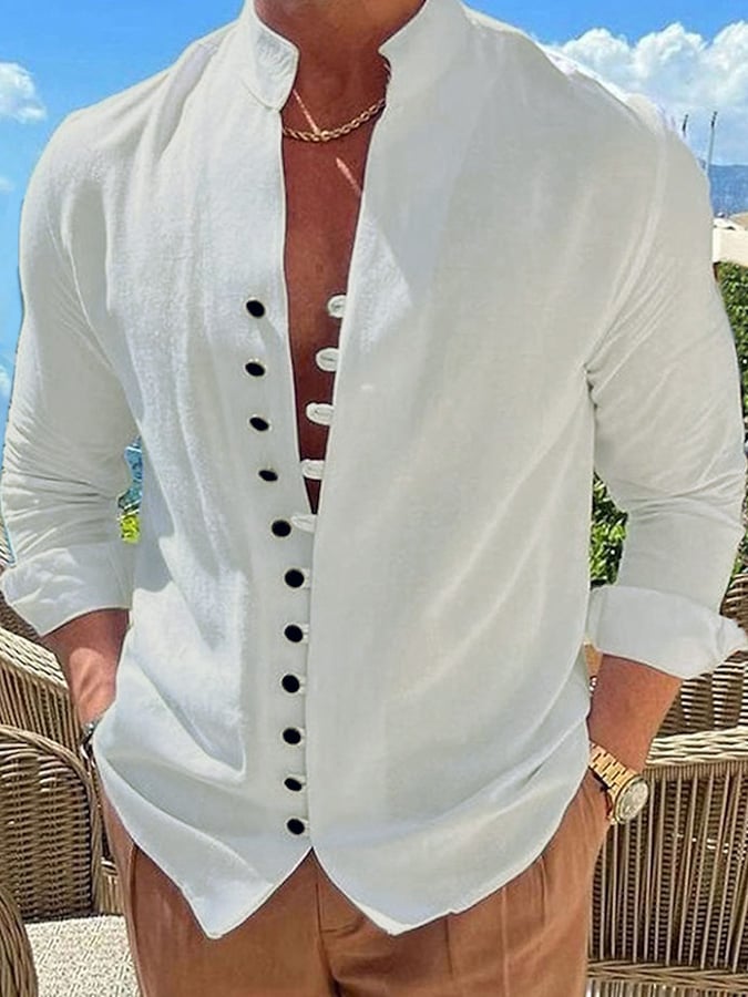 De color sólido casual Resorcamiseta para hombre