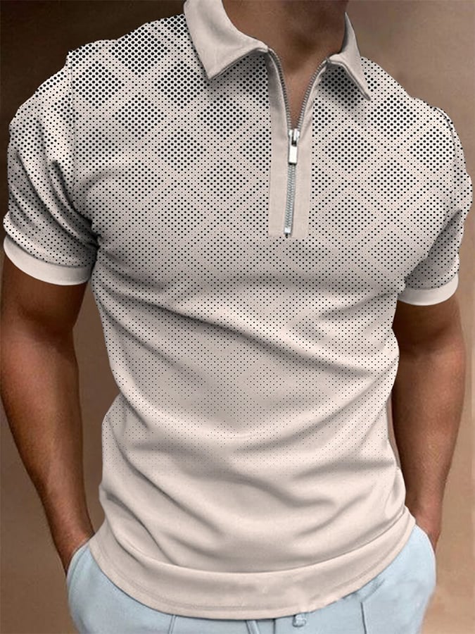 De moda casual Lapel tejidoted estampado Polo