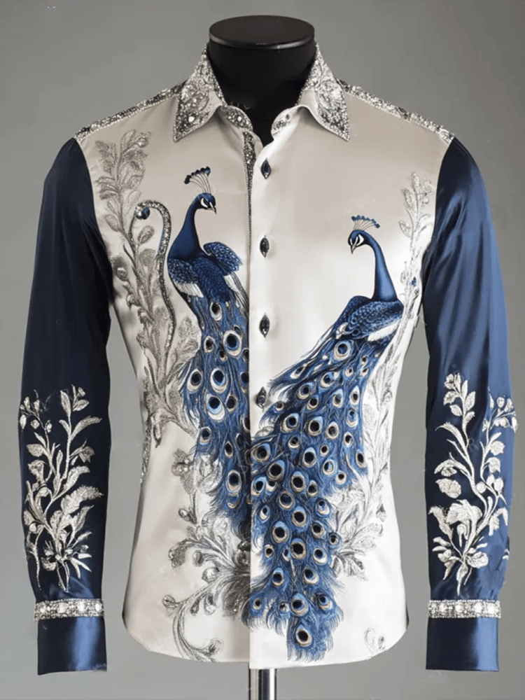 Camisa satén Luxe de manga larga con botones para hombre