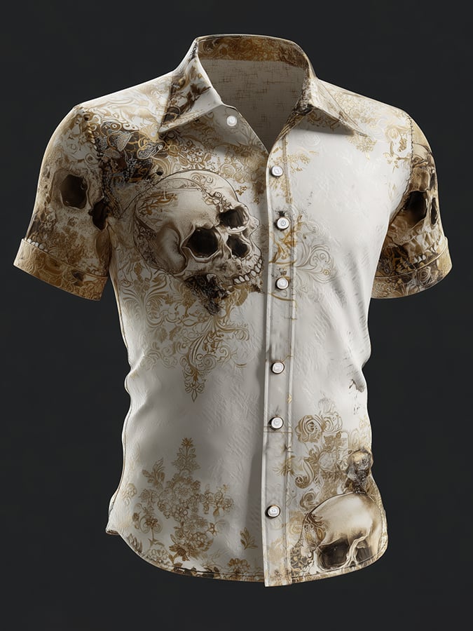 Camisa Skull estampado casual para hombre