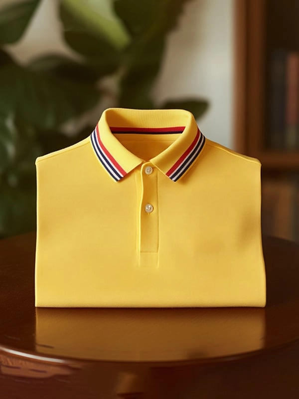 Camisa polo ejecutivo rayas Logo estampado de manga corta para hombre